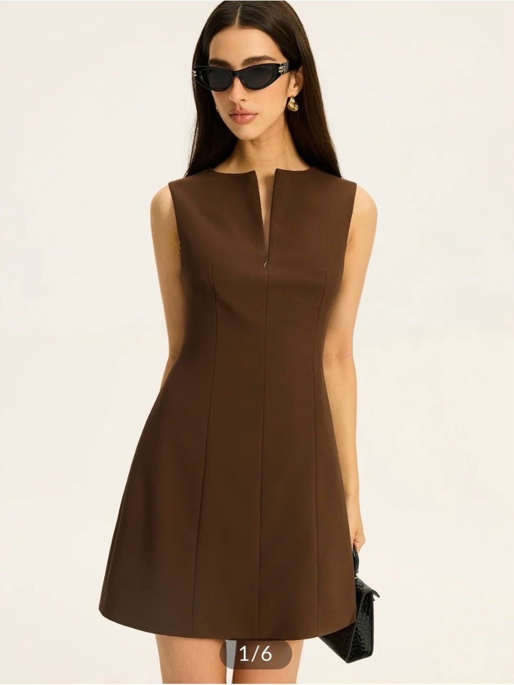 Commense Sleeveless Brown Mini Dress